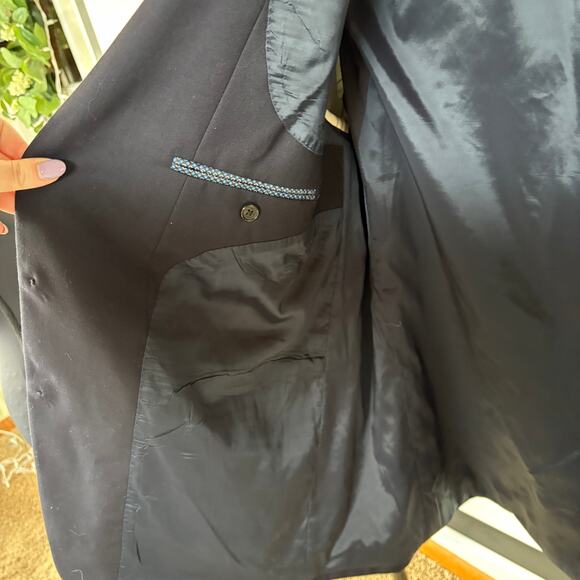 Lauren Ralph Lauren Navy Wool Blazer Gold Button Academia Career Mens 48 Long - Picture 8 of 10